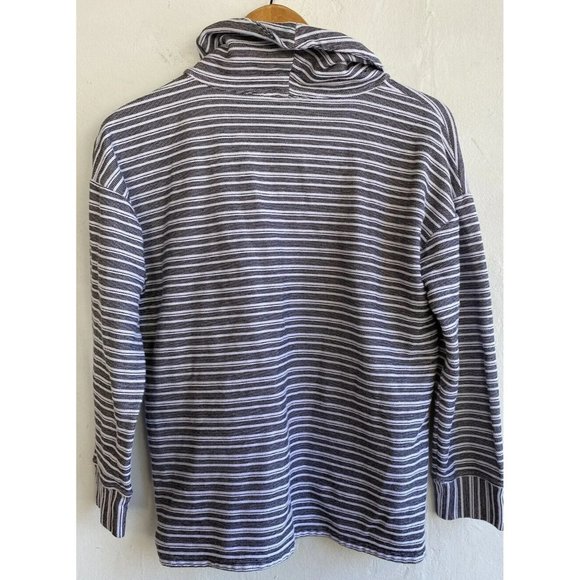 COPY - TALBOTS Cowl neck Knit Top Large Pullover Black White Striped Button Acc… - Picture 7 of 10